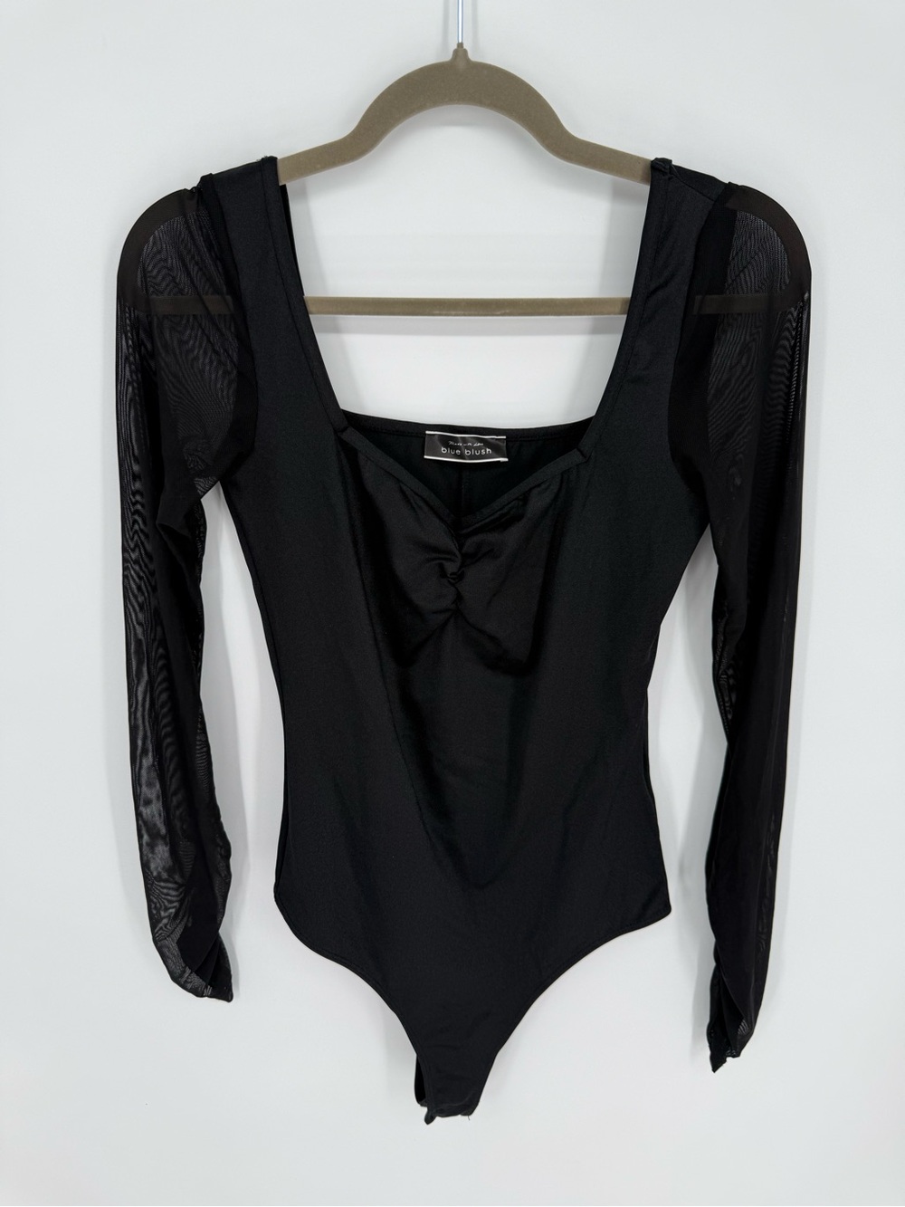 Black Mesh Long Sleeve Bodysuit Size Medium - Picture 3 of 3